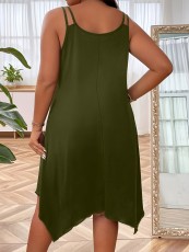 SC Plus Size Loose Solid Color Sling Casual Dress GAWE-TB5960
