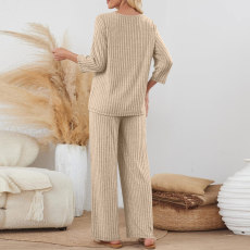 SC Solid Color Long Sleeve Two Piece Pants Set GYZY-6686
