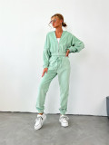 SC Long Sleeve Solid Color Hoodies Two Piece Pants Set GLXF-M1070