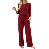 SC Solid Color Long Sleeve Two Piece Pants Set GYZY-6686