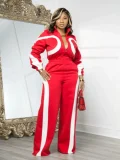 SC Color Block Zipper Loose Two Piece Pants Set GFDY-1364
