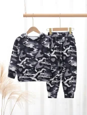 SC Kids Boys Camouflage Print Two Piece Pants Set GYMF-YM078