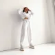 SC Loose Zipper Sweatshirt Two Piece Pant Set GLXF-M5972