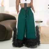 SC Plus Size Loose Patchwork Wide Leg Pants NNWF-8125