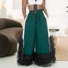 SC Plus Size Loose Patchwork Wide Leg Pants NNWF-8125