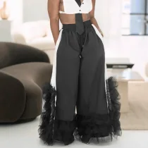 SC Plus Size Loose Patchwork Wide Leg Pants NNWF-8125