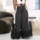 SC Plus Size Loose Patchwork Wide Leg Pants NNWF-8125
