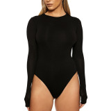 SC Long Sleeve Solid Color Skinny Bodysuit GZJF-ZJ1202