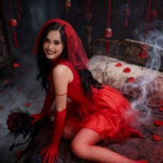 SC Halloween Ghost Bride Red Mini Dress GMMD-8113