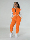SC Color Block Long Sleeve Sport Two Piece Pants Set FENF-6007