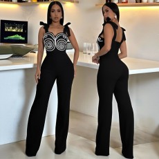 SC Sleeveless Webbing Embroidered Jumpsuit GZIY-6252