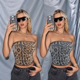 SC Leopard Print Sequin Tube Top Tank Tops GZIY-6020