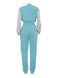 SC Color Block Long Sleeve Sport Two Piece Pants Set FENF-6007