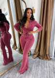 SC Long Sleeve Patchwork Two Piece Pants Set NYF-8199