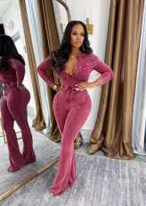 SC Long Sleeve Patchwork Two Piece Pants Set NYF-8199