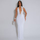 SC Halterneck Deep V Neck Backless Maxi Dress GZIY-6211