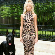 SC Print Sleeveless Halterneck Backless Maxi Dress GZJQ-K25D83082