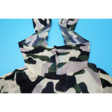 SC Camouflage Print Press Pleated Long Dress YF-20056
