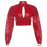 SC Long Sleeve PU Leather Skinny Coats GZJQ-K25C82378
