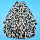 SC Camouflage Print Press Pleated Long Dress YF-20056
