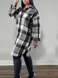 SC Plaid Print Long Sleeve Long Coats YH-5339