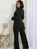 SC Solid Color Knits Tassel Two Piece Pants Set TK-6346