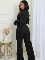 SC Solid Color Knits Tassel Two Piece Pants Set TK-6346