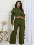 SC Solid Color Knits Tassel Two Piece Pants Set TK-6346