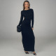 SC Long Sleeve Backless Maxi Dress GAXB-D316DS