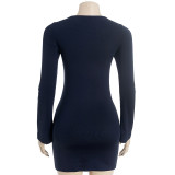 SC Long Sleeve Solid Color Mini Dress GAXB-D306DS