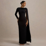 SC One-Shoulder Ribbon Long-Sleeve Maxi Dress YF-10897