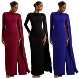 SC One-Shoulder Ribbon Long-Sleeve Maxi Dress YF-10897