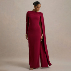 SC One-Shoulder Ribbon Long-Sleeve Maxi Dress YF-10897