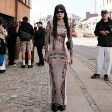 SC Print Long Sleeve Slim Maxi Dress GAXB-D328DS