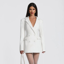 SC Solid Color Long Sleeve Blazer Dress GSZM-D25DS420