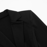 SC Solid Color Long Sleeve Blazer Dress GSZM-D25DS420