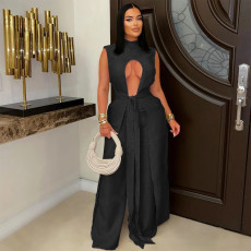 SC Solid Color Tie Up Loose Two Piece Pant Set BY-7538