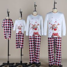 SC Fawn Print O Neck Plaid-Panel Christmas Parent-Child Set YLDF-209180