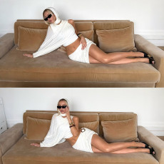 SC Single Shoulder Long Sleeve Three Piece Skirt Set DLSF-K25S81374