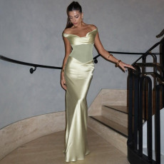 SC One Shoulder Mesh Slim Maxi Dress DLSF-K25D76182