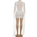 SC Nesh See Through Peated Patchwork Mini Dress DLSF-K25D81160