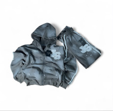 SC Plus Size Print Long Sleeve Hooded Two Piece Pants Set GLJS-B8361