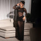 SC Solid Color Mesh Pleated Maxi Dress GSZM-C25DS287