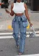 SC Casual Patchwork Multi-pockets Loose Jeans OD-8686