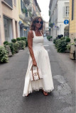 SC Solid Color Sling Tassel Maxi Dress GRNH-28830