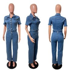 SC Fashion Short Sleeve Denim Jumpsuit LX-6068