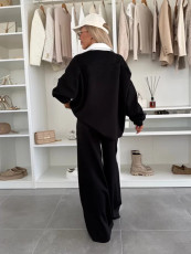 SC Stripe Patchwork Loose Two Piece Pants Set ZDF-33148