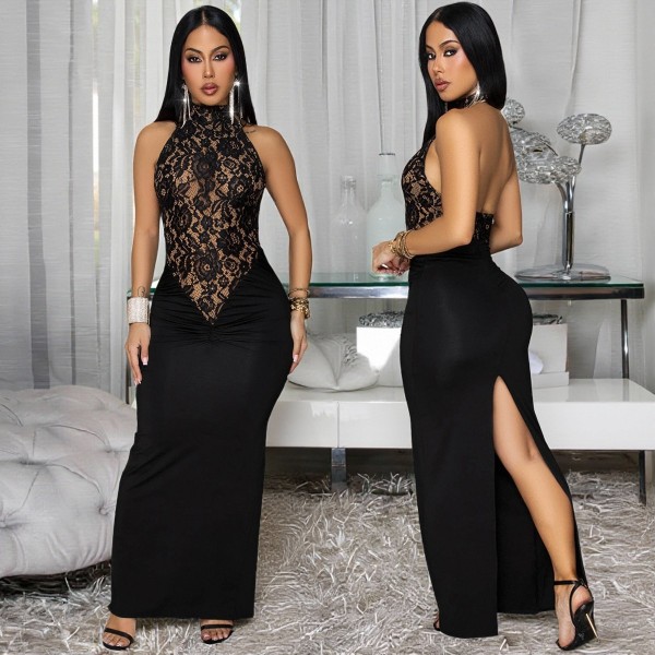 SC Lace Backless Sleeveless Maxi Dress GZIY-6336