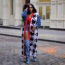 SC Patchwork Cardigan Double-Layer Thickened Sweater Jacket OD-8698