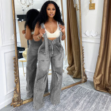 SC Casual Zipper Denim Overalls Jumpsuit GAKF-A50601
